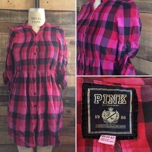 Pink VS Plaid Sequent Tunic Top Dress Size XS